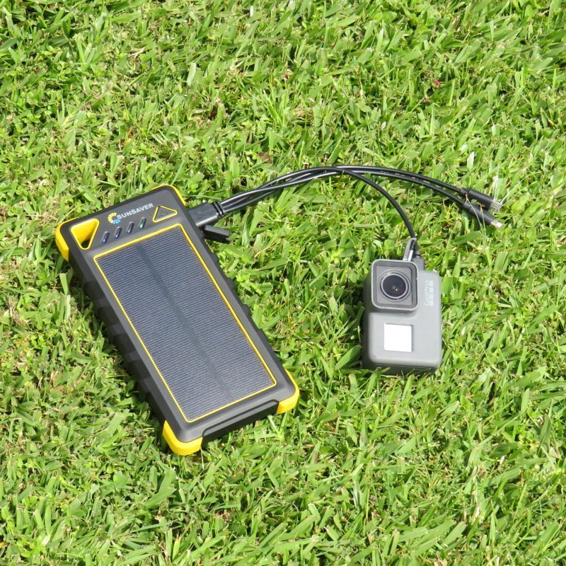 SunSaver Classic Solar Power Bank Charging An Action Camera