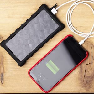 SunSaver 10K 10,000mAh Solar Power Bank Charging Red Phone