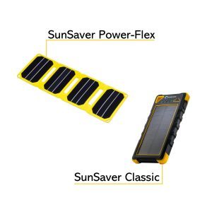 SunSaver Power-Flex Solar Charger and SunSaver Classic Power Bank Infographic